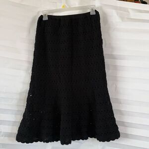 Josephine Chaus Black Elastic Waist Knit Skirt Women’s M Classic Midi Style
